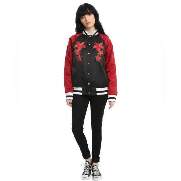 Disney Mulan Mushu Black & Red Satin Bomber Jacket Size Medium X - Picture 3 of 12